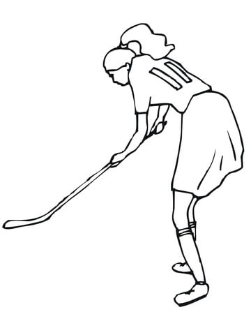 Girl Plays Field Hockey Coloring Page